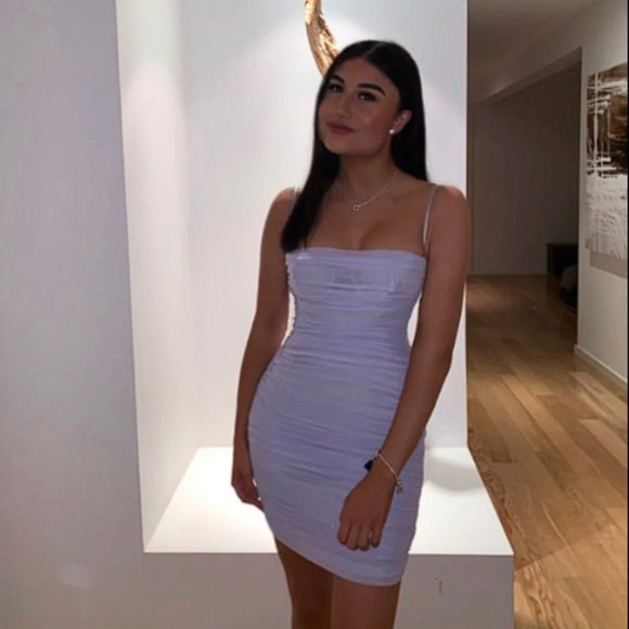 House of CB 'Ella' Lavender Ruched Dress NWT - Picture 4 of 10